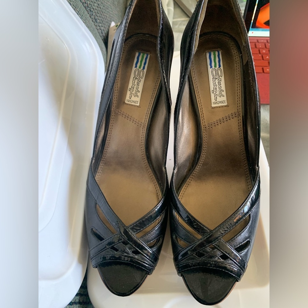 Arnold churgin Black Leather Heels Open Toe